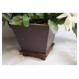 Artificial Floral Arrangement in Square Wooden Planter
