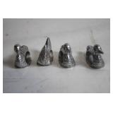 Set of 4 Cast Metal Duck Napkin Rings
