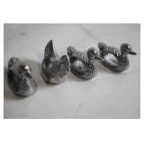 Set of 4 Cast Metal Duck Napkin Rings