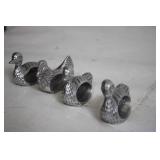 Set of 4 Cast Metal Duck Napkin Rings