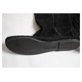 Minnetonka Black Suede Fringe Knee-High Boots