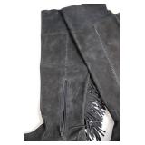 Minnetonka Black Suede Fringe Knee-High Boots