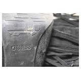 Black GUESS Suede Fringe Boots with Silver Accents, Size 7.5M