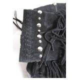 Black GUESS Suede Fringe Boots with Silver Accents, Size 7.5M