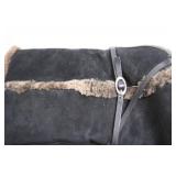 Pair of Black Suede Heeled Boots with Fur Trim