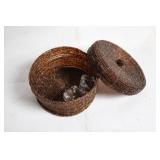 Artisanal Beaded Box with Lid and Acrylic Dice