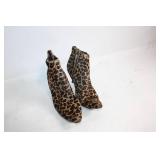 Pair of Circa Joan & David Leopard Print Ankle Boots Size 8.5