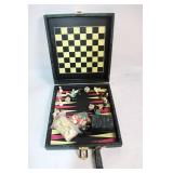 Vintage Dual Chess and Backgammon Set with Travel Case