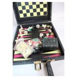 Vintage Dual Chess and Backgammon Set with Travel Case