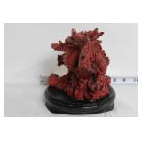 Chinese Red Resin Dragon Figurine with Base