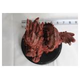 Chinese Red Resin Dragon Figurine with Base