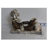 Silver-Plated Mayan-Inspired Sculpture with Intricate Details