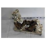 Silver-Plated Mayan-Inspired Sculpture with Intricate Details