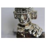 Silver-Plated Mayan-Inspired Sculpture with Intricate Details