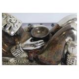 Silver-Plated Mayan-Inspired Sculpture with Intricate Details