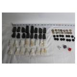 Complete Set of Carved Stone Chess Pieces with Dice and Markers