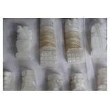 Complete Set of Carved Stone Chess Pieces with Dice and Markers