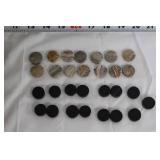 Complete Set of Carved Stone Chess Pieces with Dice and Markers