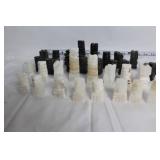 Complete Set of Carved Stone Chess Pieces with Dice and Markers