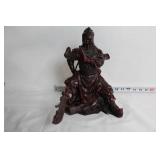 Antique Guan Yu Warrior Figurine with Detailed Carvings