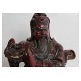 Antique Guan Yu Warrior Figurine with Detailed Carvings