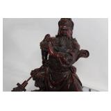Antique Guan Yu Warrior Figurine with Detailed Carvings