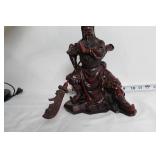 Antique Guan Yu Warrior Figurine with Detailed Carvings