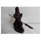 Antique Guan Yu Warrior Figurine with Detailed Carvings