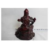 Antique Guan Yu Warrior Figurine with Detailed Carvings