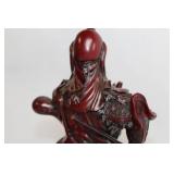 Antique Guan Yu Warrior Figurine with Detailed Carvings