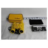L.L. Bean Yellow Binoculars and Vintage Focal Opera Glass Set