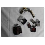 Collection of Zippo Lighters and Vintage Replica Pistol