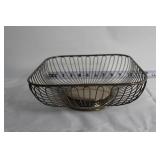 Metal Wire Fruit Basket, Glass Chip and Dip Bowl, Silver Bowl, Glass Pitcher Set