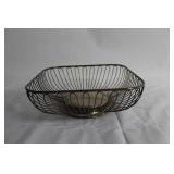 Metal Wire Fruit Basket, Glass Chip and Dip Bowl, Silver Bowl, Glass Pitcher Set