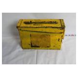 Vintage Yellow Metal Toolbox with Assorted Hand Tools