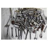 Vintage Yellow Metal Toolbox with Assorted Hand Tools