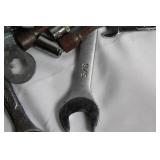 Vintage Yellow Metal Toolbox with Assorted Hand Tools