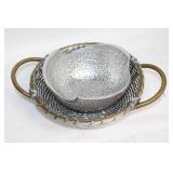 Set of 2 Silver Decorative Bowls with Handles