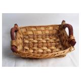 Handwoven Wicker Basket with Wooden Handles