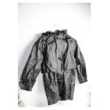 Wilsons Leather Black Parka Coat with Faux Fur Trim - Size Small