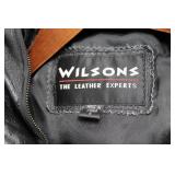 Wilsons Leather Black Parka Coat with Faux Fur Trim - Size Small