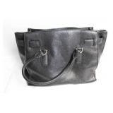 Michael Kors Black Leather Tote Bag with Gold Accents