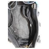 Michael Kors Black Leather Tote Bag with Gold Accents