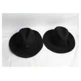 Set of 2 Black Wool Fedora Hats - Rip Curl and Treasure Box