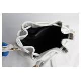 Set of 2 Fashionable Handbags - Gold Quilted Chain Bag and White Leather Tote