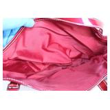 Set of 2 Handbags - Red Satin with Patent Trim and Silver Leather