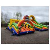 4 Piece Extreme U-Turn Obstacle Course w 20 ft slide - 35 X 40 X 20