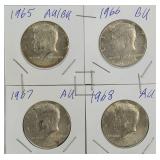 4 -  Kennedy 40% Silver AU/BU  Halfs  - All "P"  1965,1966,1967 &1968