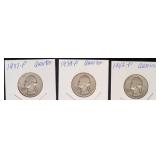 3 - Washington Quarters | 1937-P, 1939 - P & 1942-P