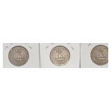 3 - Washington Quarters | 1937-P, 1939 - P & 1942-P